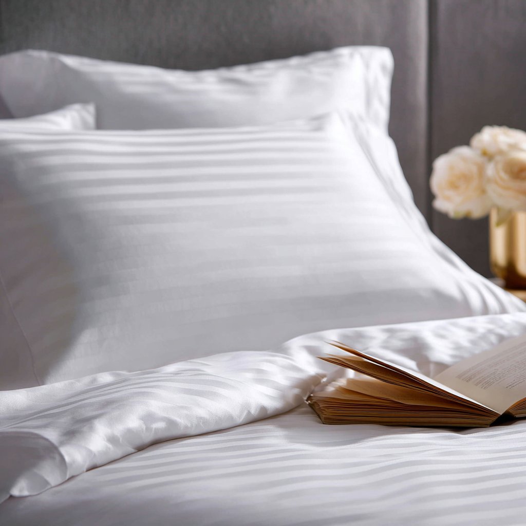 Haven Satin Stripe Flat Sheet Queen